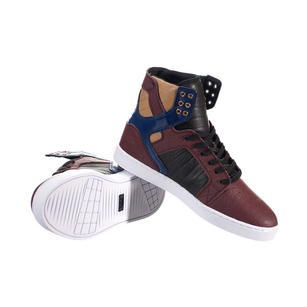 Baskets Montantes Supra SkyTop LX Bordeaux Bleu Marine Burgundy/Navy-White Homme | CKF-52476616